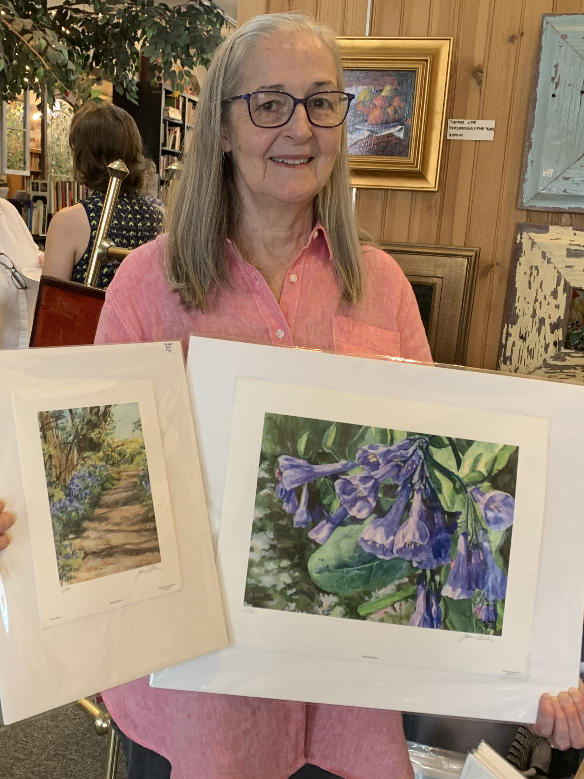 Artist Jane Albin with artwork featured in 2023 Celebration of the Arts