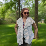 Woman wearing a quilt vest